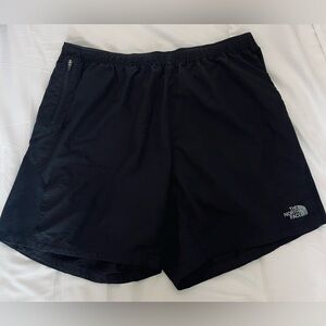 The North Face - Men’s Black Running Shorts with liner and zip pocket - L